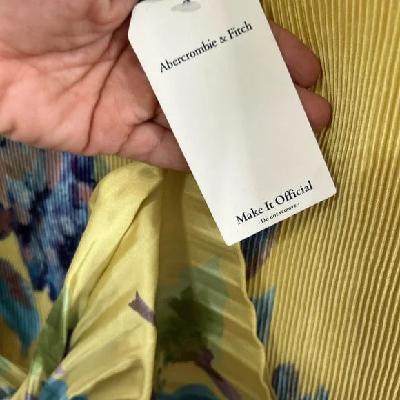 Abercrombie & Fitch Yellow Pleated Strapless Cocktail Dress - Picture 5 of 8